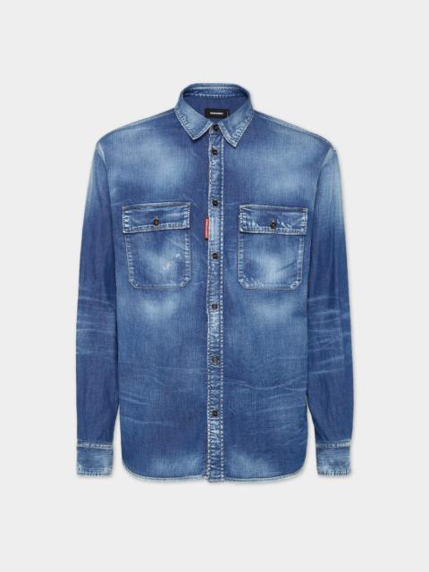 DSQUARED2 LIGHT WASH RELAX DAN WORKER POCKET SHIRT