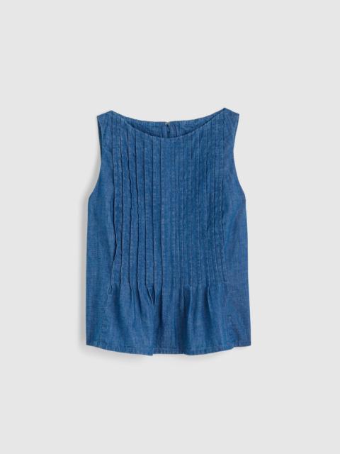 Madewell Denim Pintuck Peplum Top