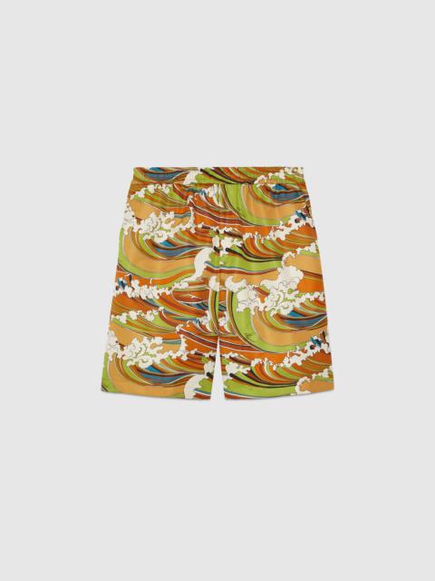 GUCCI Gucci waves print fabric shorts