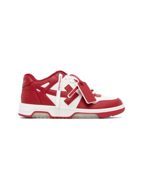 Off-White Red & White Out Of Office Calf Leather Sneakers