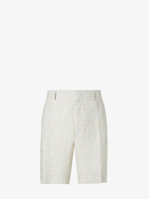 FENDI Bermudas Beige FF linen shorts with topstitching