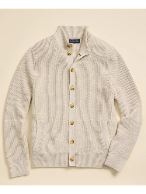 Brooks Brothers Supima® Cotton Ribbed Mock Neck Cardigan