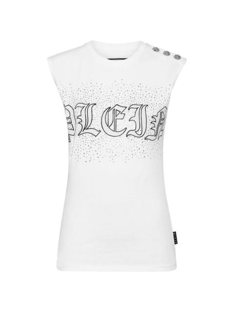 crystal-embellished cotton tank top