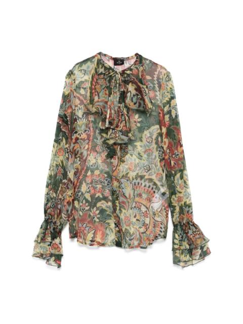 Etro ruffled-detail crepon shirt