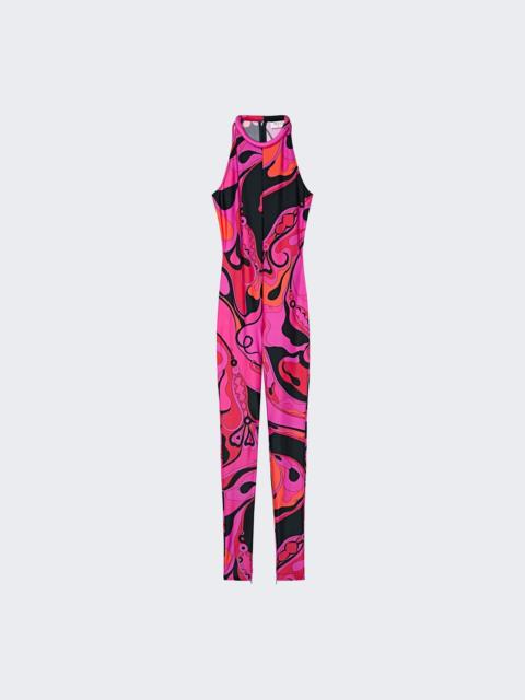 PUCCI Orchidee Print Long Jumpsuit Fuchsia