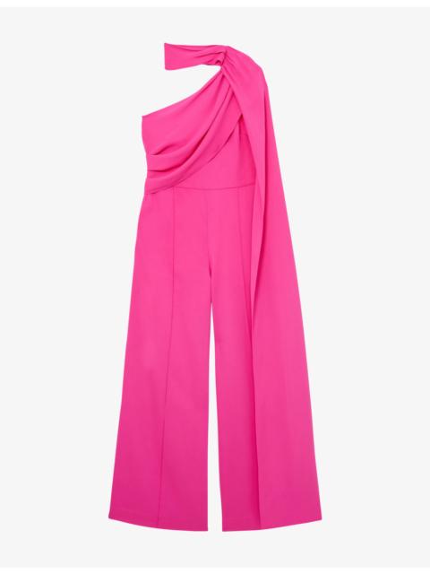 REISS Carrie One-Shoulder Stretch-Woven Jumpsuit