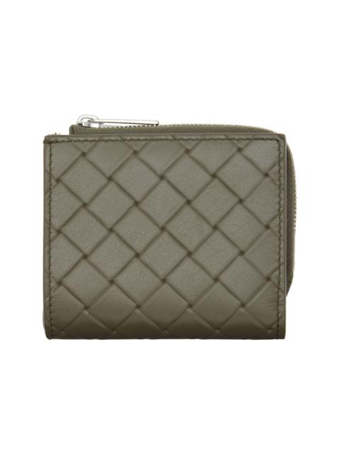 Bottega Veneta Khaki Intrecciato Stamp Bi-Fold Wallet