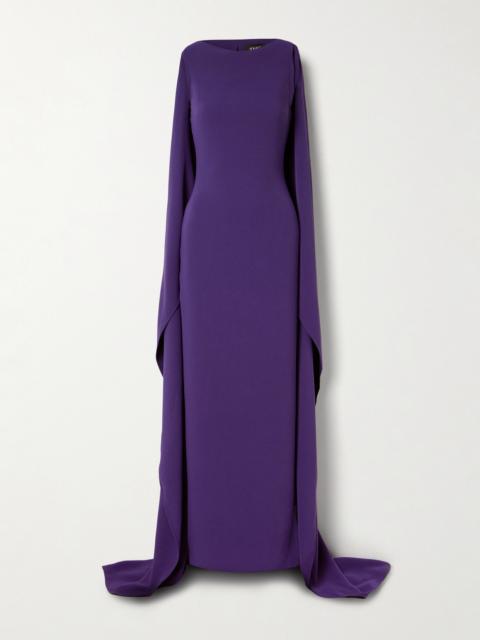 SOLACE LONDON Kaila Cape-effect Crepe Gown