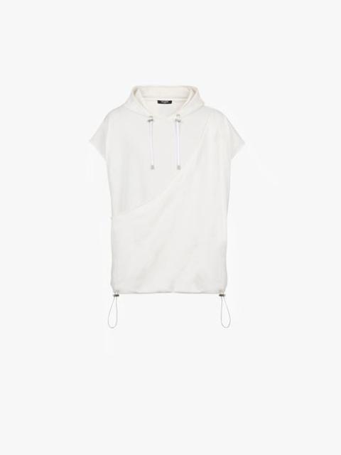 Balmain White cotton hooded sweatshirt
