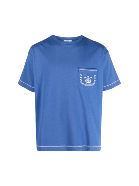 BODE sailboat cross-stitched T-shirt