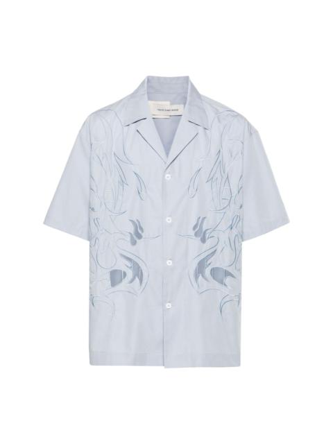 Phoenix-embroidered cotton shirt