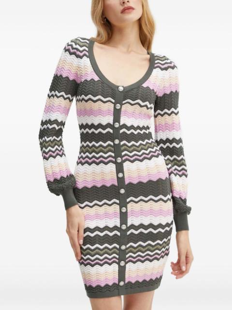 GUESS USA button chevron-pattern midi dress