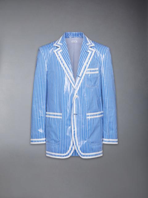 Thom Browne LAMINATED PINSTRIPE POPLIN UNSTRUCTURED SPORTSCOAT