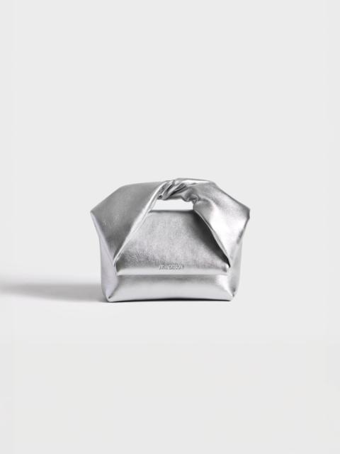 JW Anderson SMALL TWISTER BAG IN SILVER LEATHER