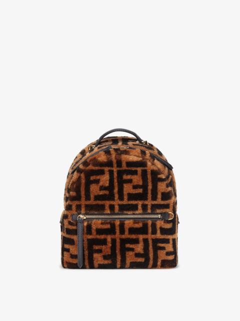 FENDI Small backpack in brown sheepskin