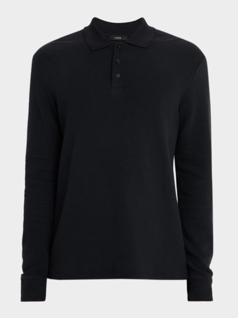 Vince Men's Cotton Basketweave Long-Sleeve Polo Shirt