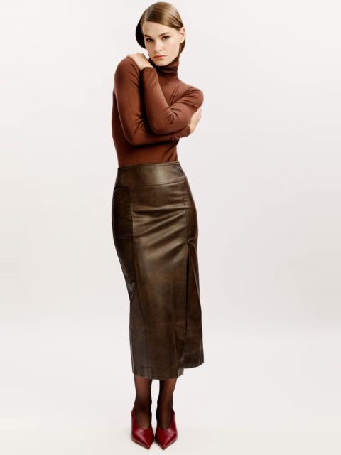 BARDOT Roll Neck Knit Bodysuit In Chocolate