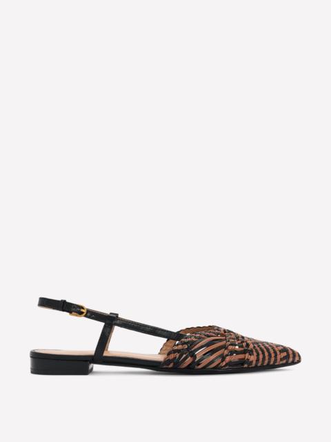 BODEN Woven Detail Pointed Flats-Black/ Neutral