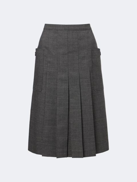 Prada Pleated virgin wool midi skirt