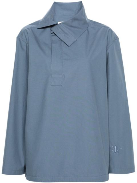 Jil Sander 로고 자수 면 블라우스
