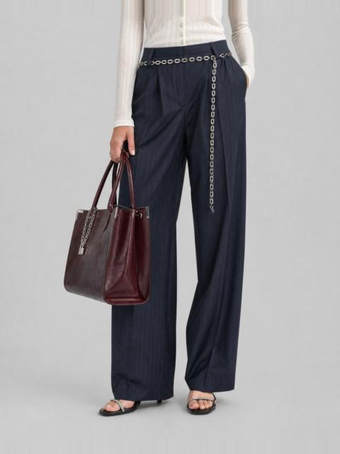 The Kooples WIDE WOOL SUIT PANTS IN NAVY FINE STRIPE PATTERN