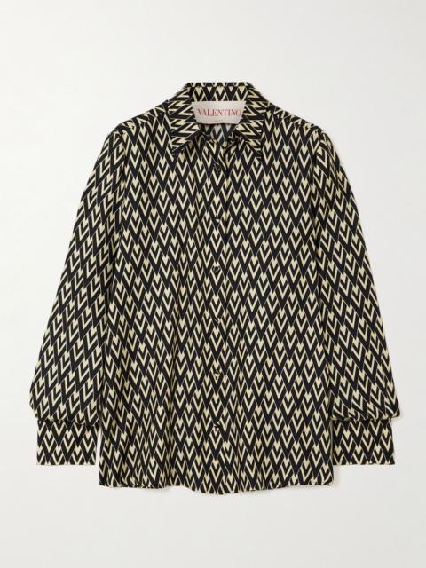 Valentino Printed silk-twill shirt Black