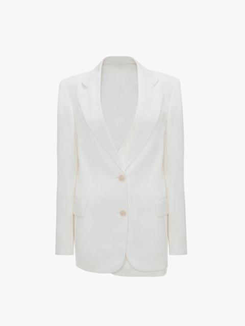 Asymmetric Double Layer Jacket in White