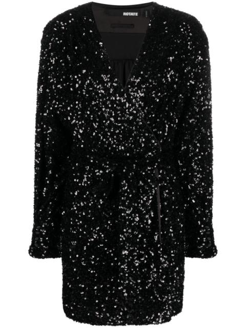 ROTATE sequin-embellished wrap minidress