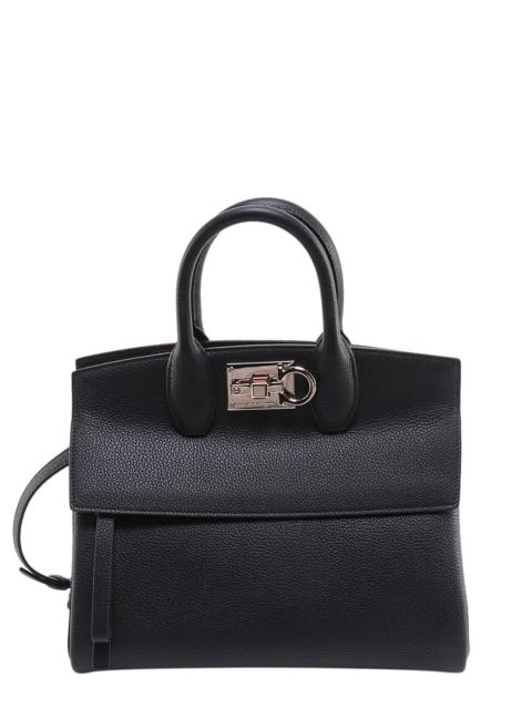Textured leather The Studio handbag with iconic Gancini closure