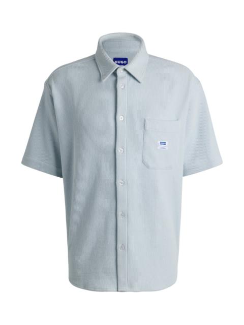HUGO SHORT-SLEEVED SHIRT IN WAFFLE-STRUCTURED COTTON