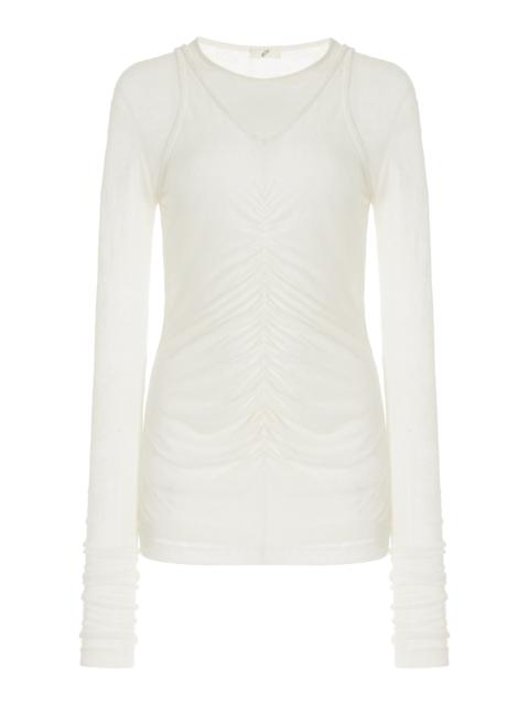 BITE Studios Chalet Layered Ruched Knit Top white