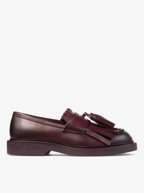 JIMMY CHOO Buff Fringe Loafer
Deep Merlot Waxed Calf Loafers