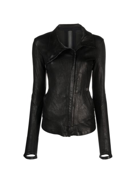 zip-detail leather jacket