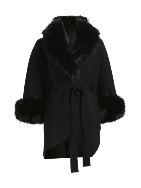 Alice + Olivia Women's Joanne Faux-Fur Trim Wool Sweater Coat - Black