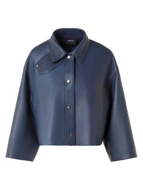 AKRIS Women's Dalia Leather Shacket - Denim