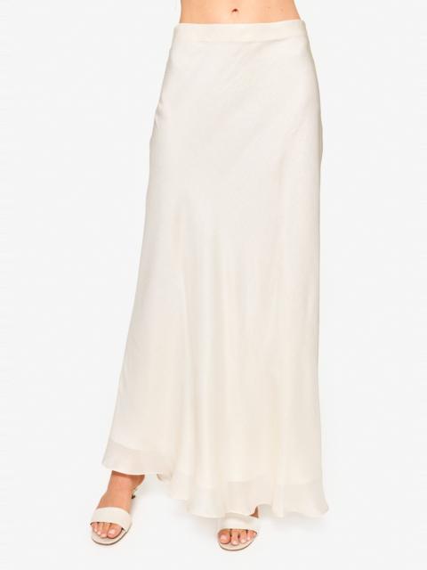 CAMI NYC JAYNA MIDI METALLIC SILK SKIRT CREAM