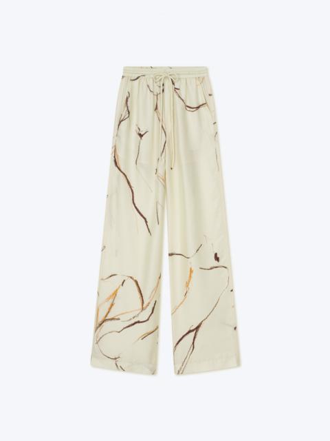 JARINE - Printed twill silk pants - Line drawing