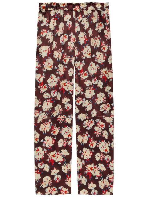 rabanne Rabanne Floral-print Wide-leg Silk Trousers