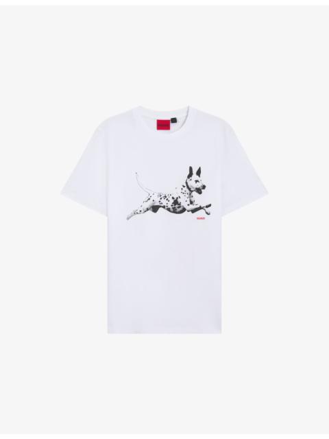 HUGO Dalmatian-Print Short-Sleeved Cotton-Jersey T-Shirt