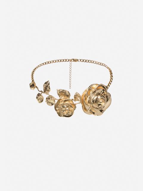 Rose vine statement necklace in gold