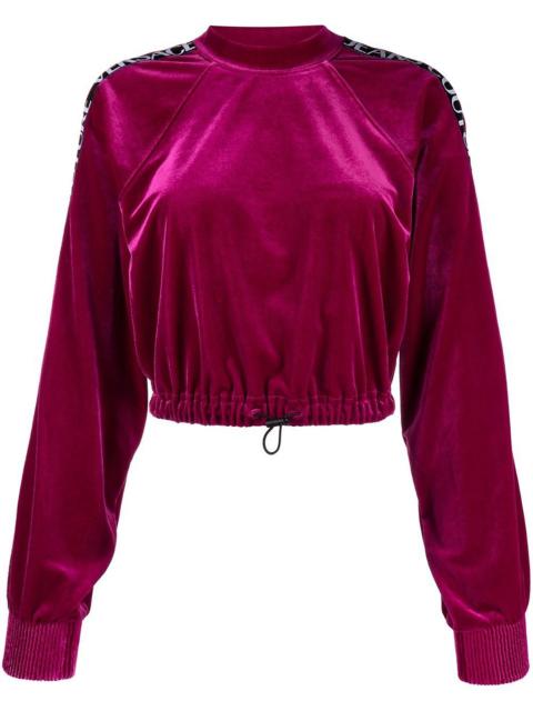 VERSACE JEANS COUTURE logo-trim velour sweatshirt
