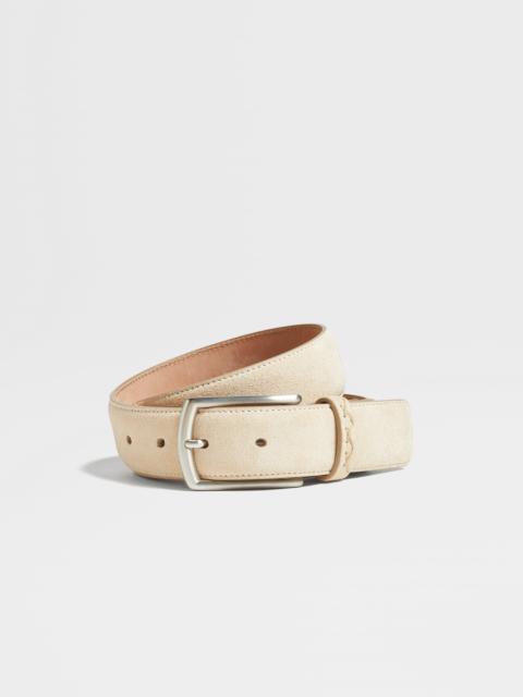 ZEGNA LIGHT BEIGE SUEDE BELT