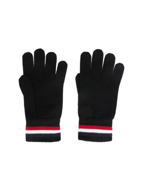 Moncler tri-colour wool gloves