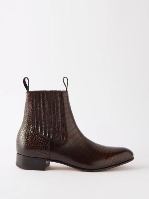 TOM FORD Alligator-effect leather Chelsea boots