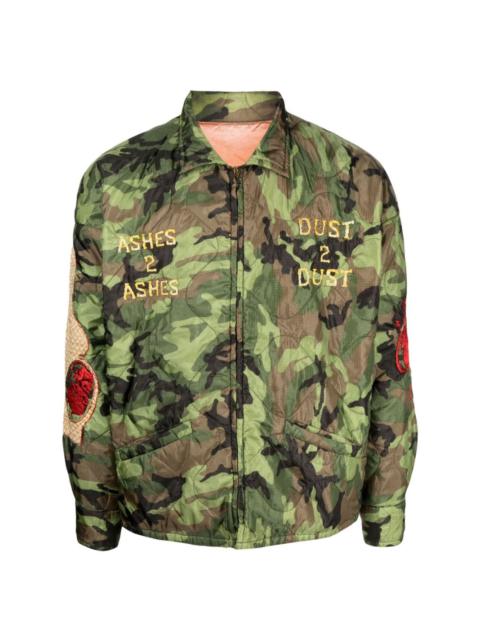 embroidered camouflage-print jacket