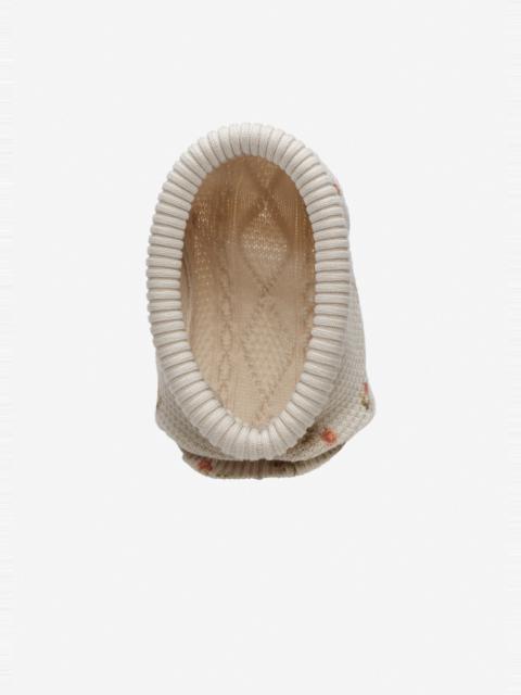 MAGDA BUTRYM Floral cable knit balaclava in cream