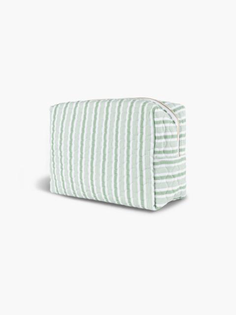 Hill House Home The Quilted Cosmetic Bag - Apple Green Stripe