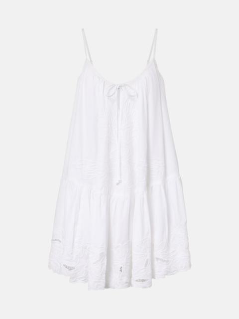 juliet dunn Embroidered cotton poplin minidress