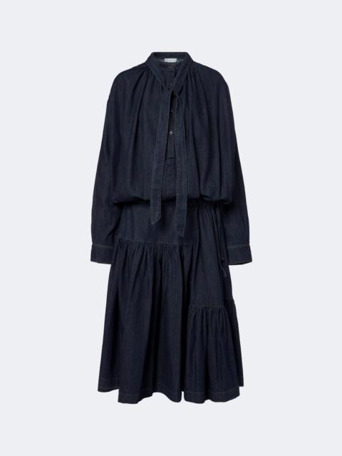 Dries Van Noten Tie-neck denim midi dress
