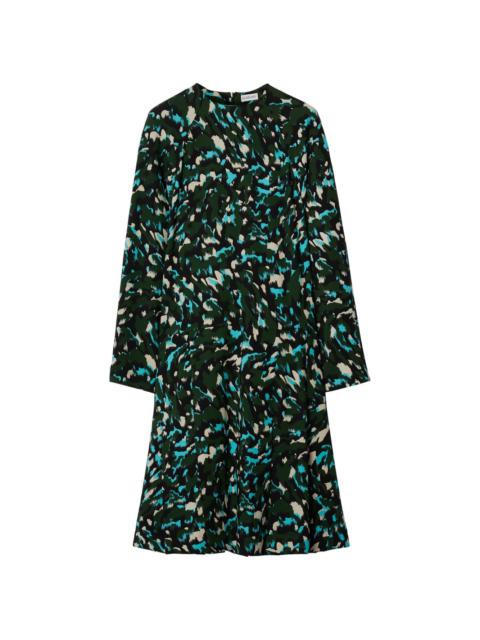 Burberry camoulage-print long-sleeve dress